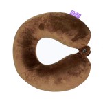 VIAGGI U Shape Round Memory Foam Soft Travel Neck Pillow for Neck Pain Relief Cervical Orthopedic Use Comfortable Neck Rest Pillow - Brown
